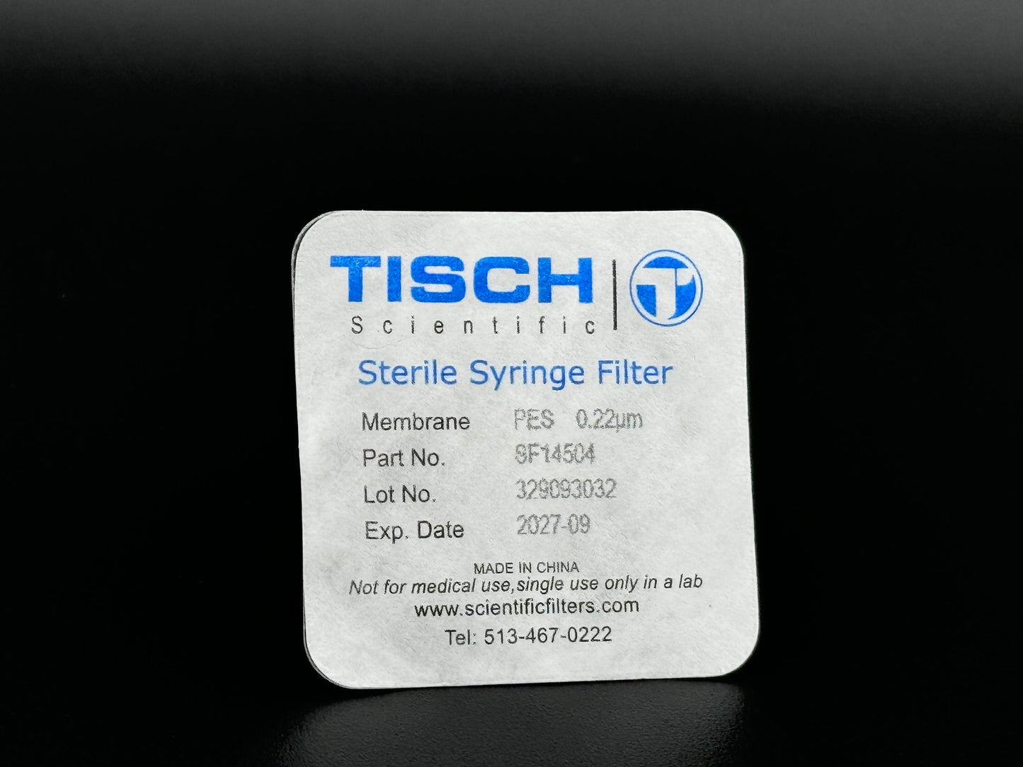 Tisch Scientific Filter Syringe .22μm PES 13mm - Sterile Individually Wrapped