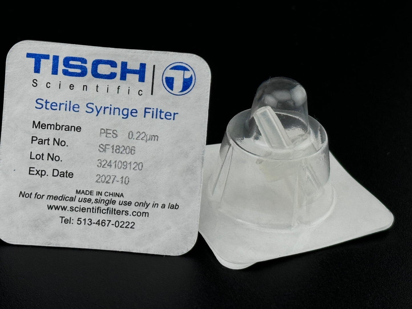Tisch Scientific Filter Syringe .22μm PES 4mm - Sterile Individually Wrapped