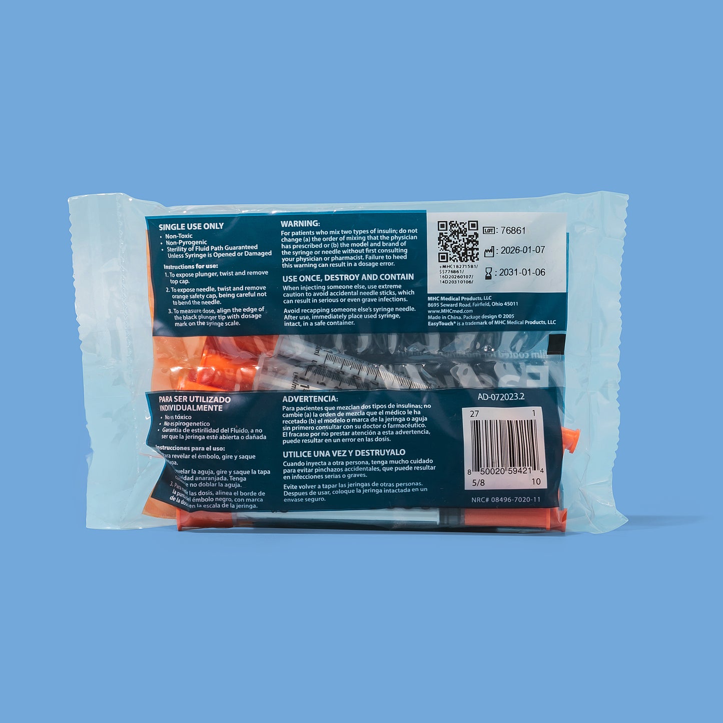 EasyTouch Insulin Syringes - 1mL (27 Gauge, 5/8")