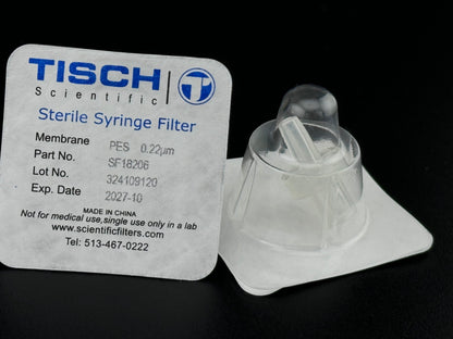 Tisch Scientific Filter Syringe .22μm PES 4mm - Sterile Individually Wrapped